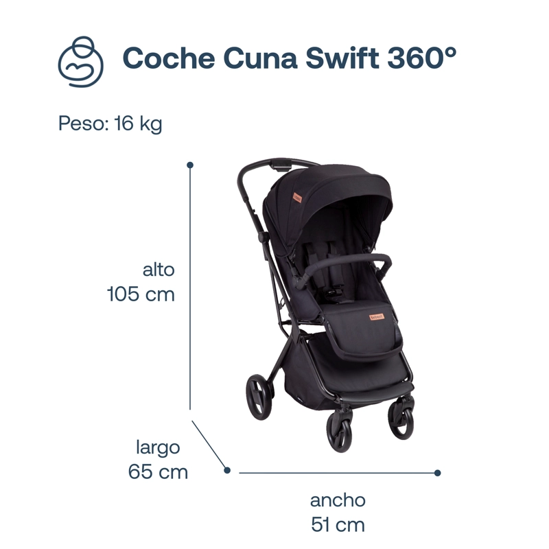COCHE BEBESIT TRAVEL SYSTEM 360 SWIFT NEGRO - 6