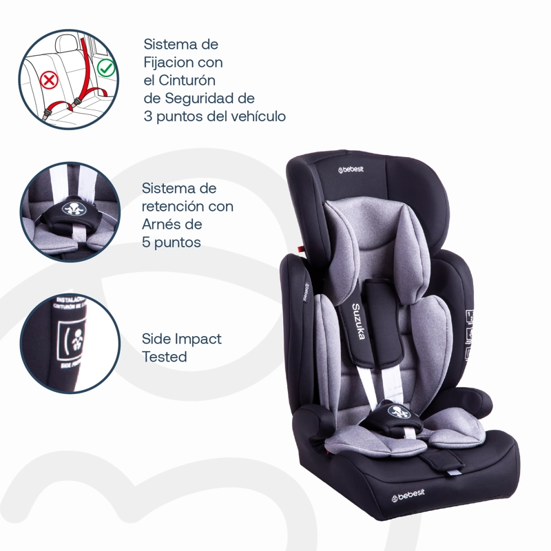 SILLA AUTO BEBESIT BUTACA SUZUKA GRIS - 7