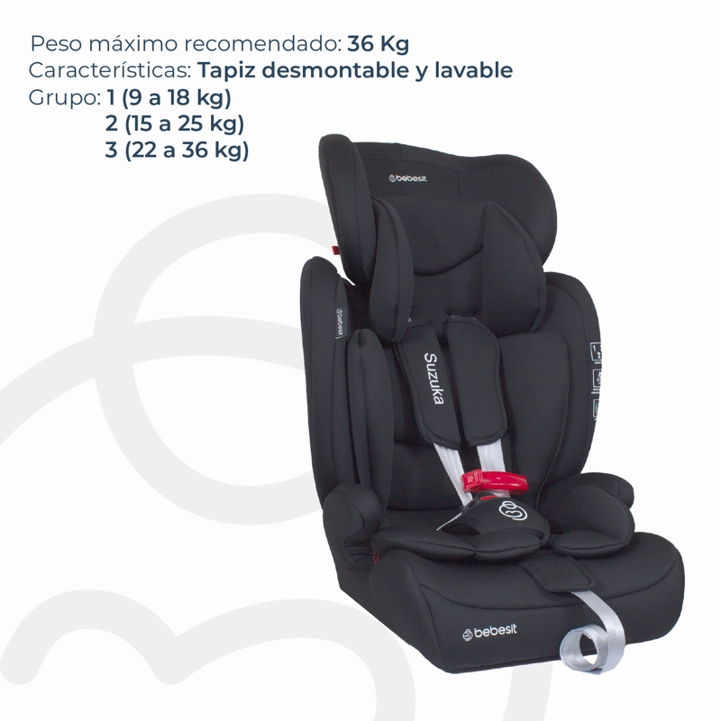 SILLA DE AUTO BUTACA SUZUKA NEGRA - 5