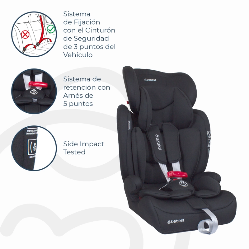 SILLA DE AUTO BUTACA SUZUKA NEGRA - 6
