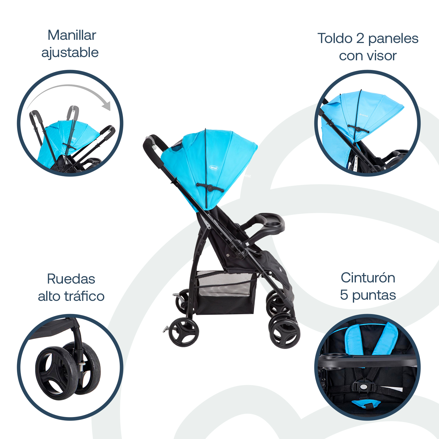 COCHE BEBESIT TRAVELSYSTEM GOLITE 5232 REV BLUE AZUL - 3