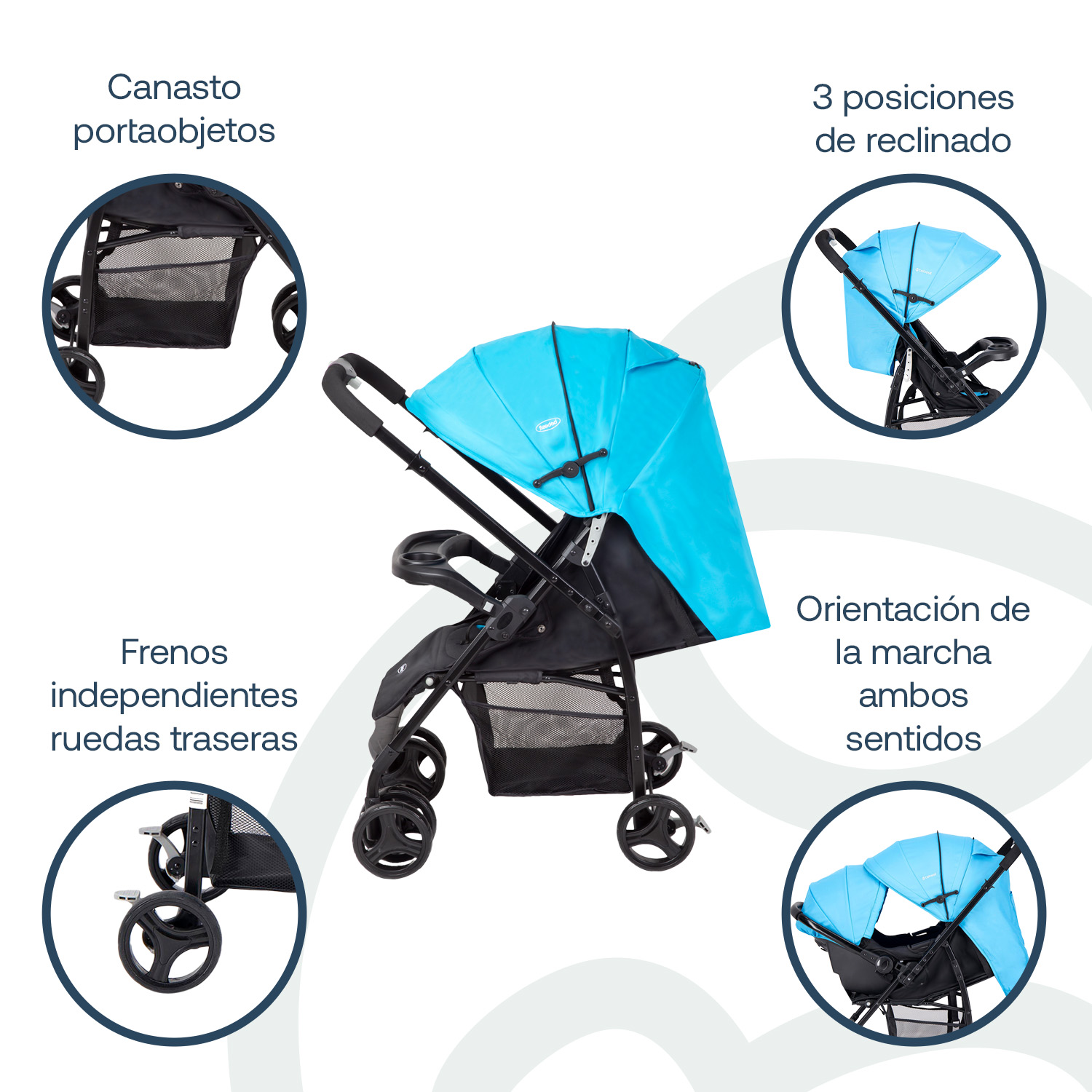 COCHE BEBESIT TRAVELSYSTEM GOLITE 5232 REV BLUE AZUL - 4