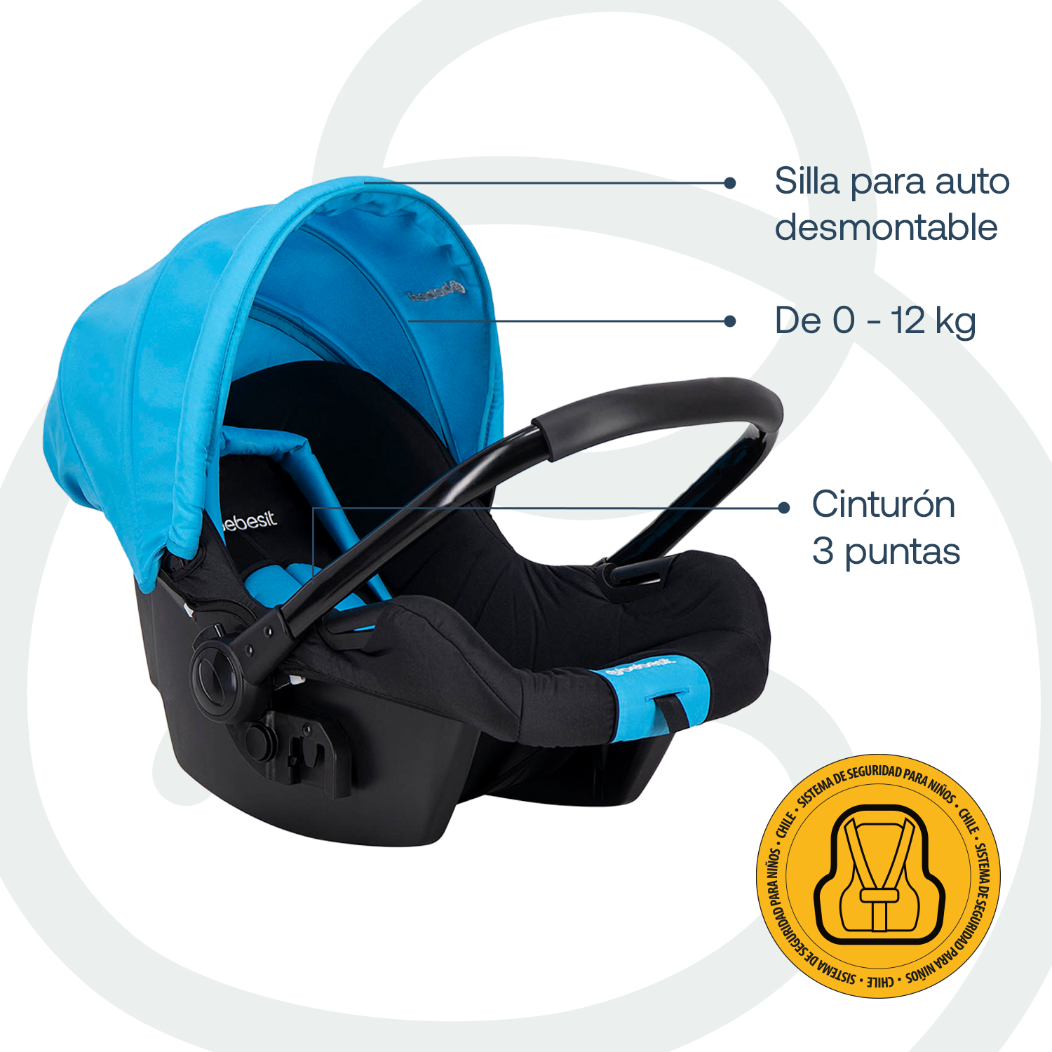 COCHE BEBESIT TRAVELSYSTEM GOLITE 5232 REV BLUE AZUL - 6