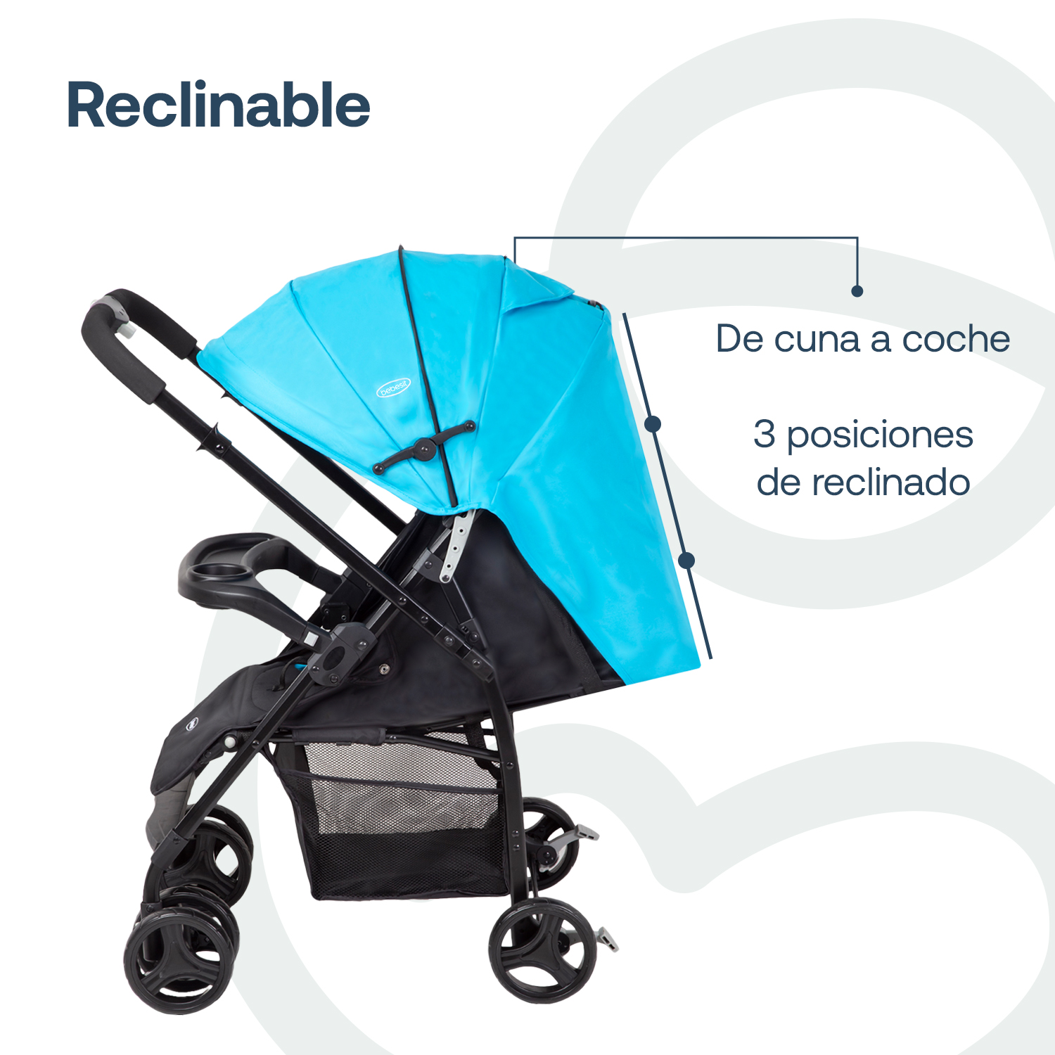 COCHE BEBESIT TRAVELSYSTEM GOLITE 5232 REV BLUE AZUL - 7