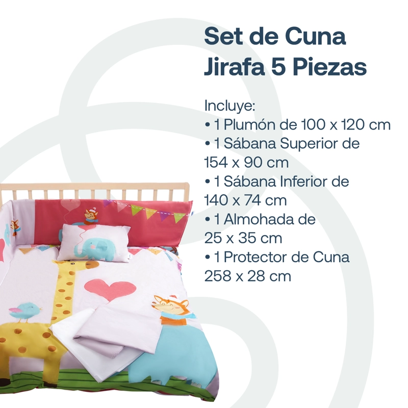 SET CUNA BEBESIT JIRAFA ROSA 5 PIEZAS - 2