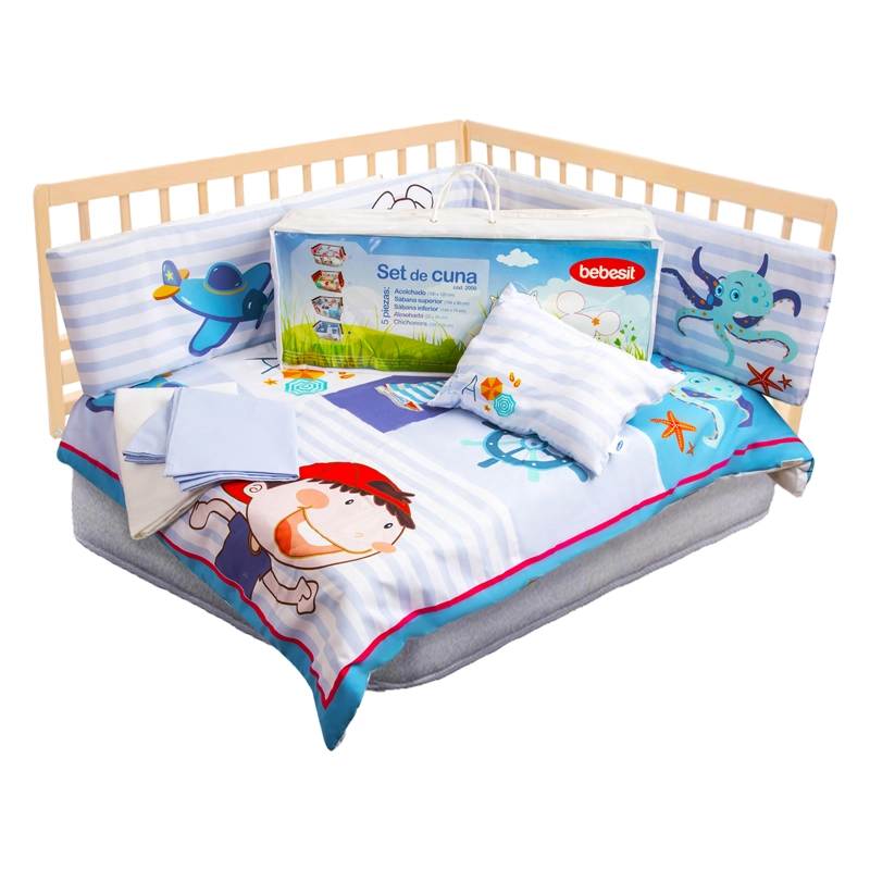 SET CUNA BEBESIT PERRITO MARINO AZUL 5 PIEZAS - 1