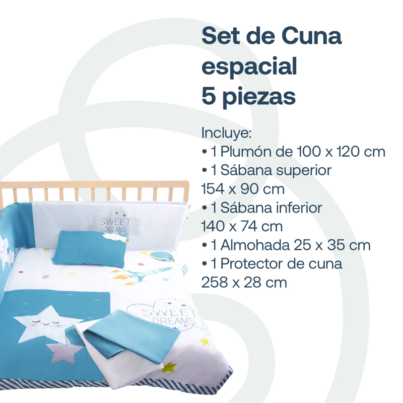 SET DE CUNA ESPACIAL 5 PIEZAS BEBESIT - 2