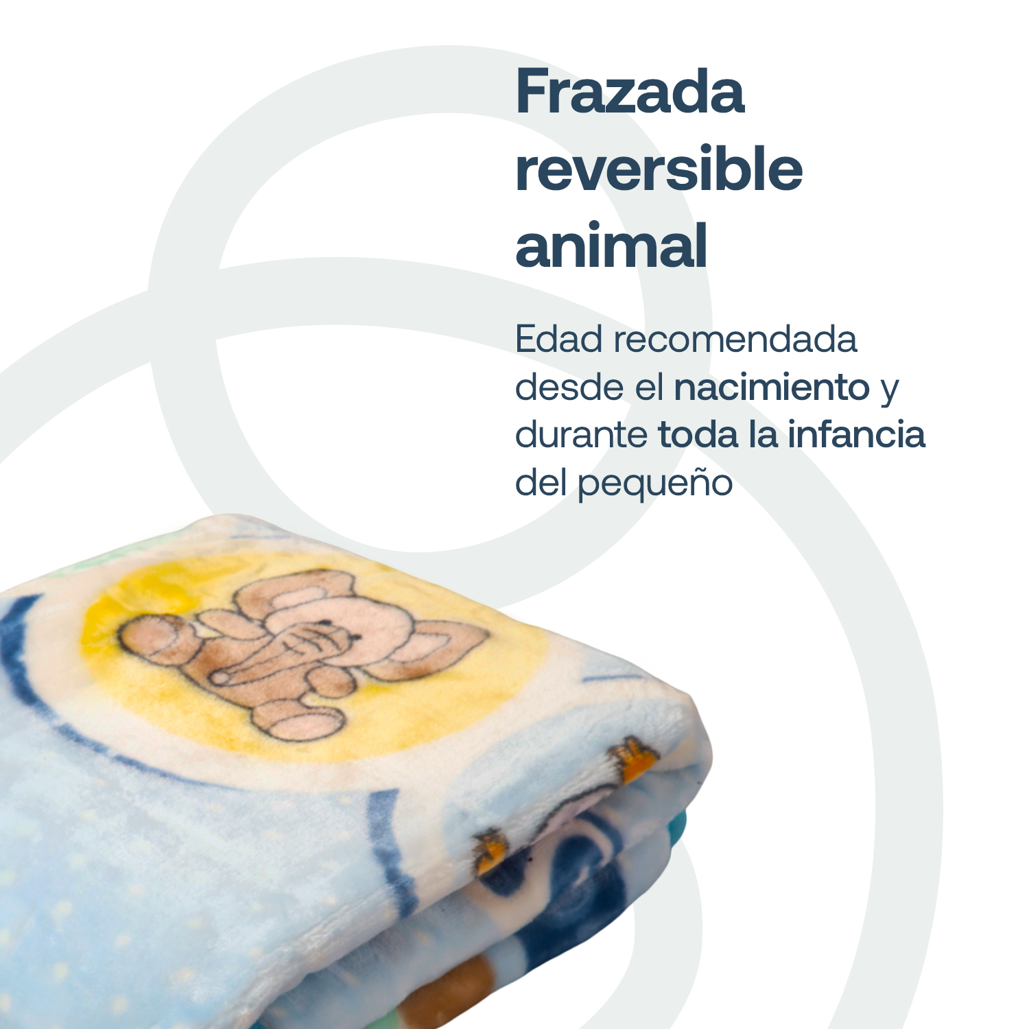 FRAZADA BEBESIT REVERSIBLE ANIMAL CELESTE - 2