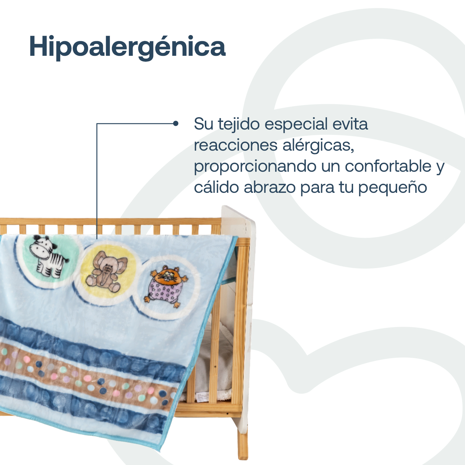 FRAZADA BEBESIT REVERSIBLE ANIMAL CELESTE - 3