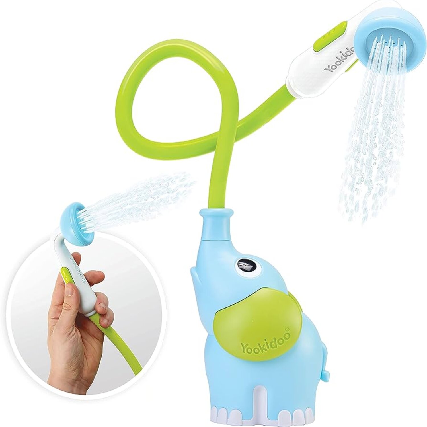 DUCHA INTERACTIVA YOOKIDOO ELEFANTE BEBÉ BAÑERA AZUL - 2
