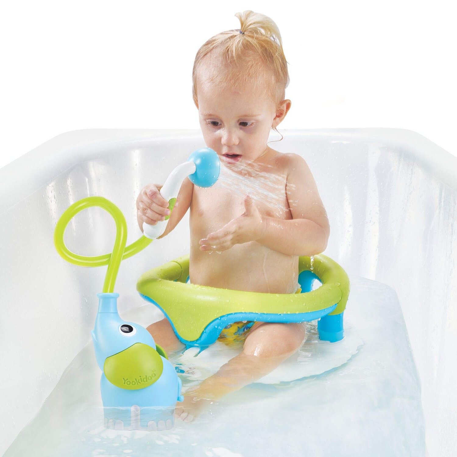 DUCHA INTERACTIVA YOOKIDOO ELEFANTE BEBÉ BAÑERA AZUL - 4