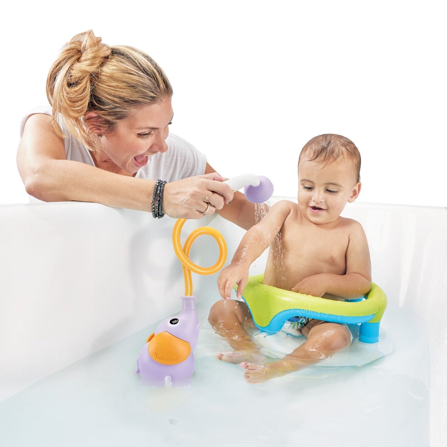 DUCHA INTERACTIVA YOOKIDOO ELEFANTE BEBÉ BAÑERA AZUL - 5