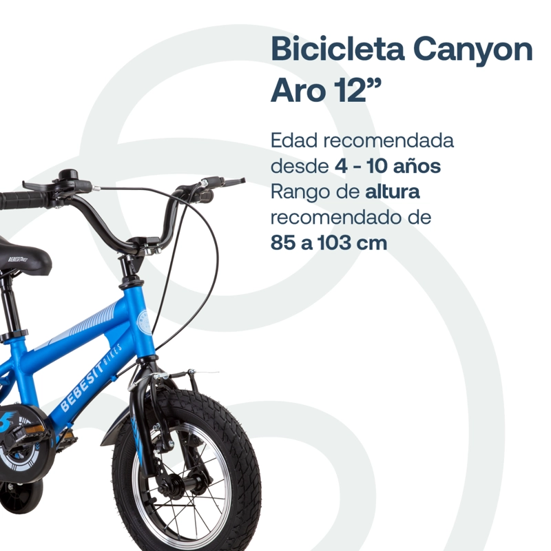 BICICLETA INFANTIL CANYON ARO 12 AZUL BEBESIT - 3