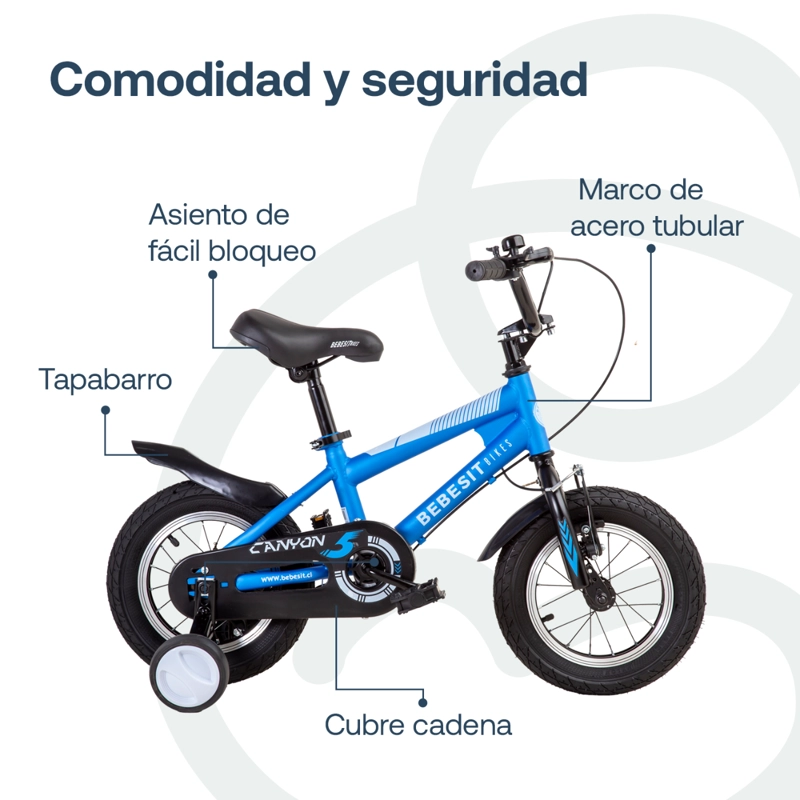 BICICLETA INFANTIL CANYON ARO 12 AZUL BEBESIT - 5
