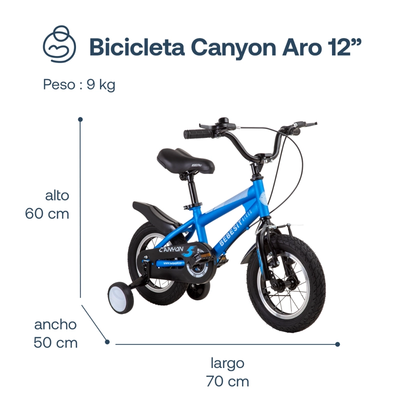 BICICLETA INFANTIL CANYON ARO 12 AZUL BEBESIT - 7
