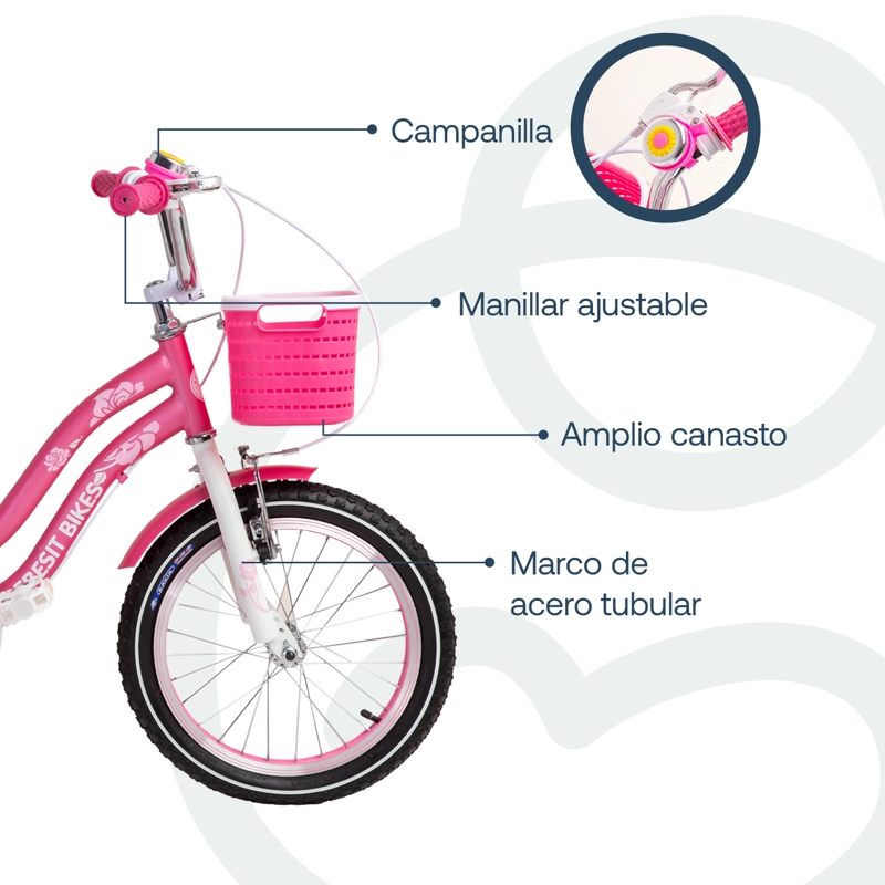 BICICLETA INFANTIL QUEEN ARO 16 ROSADA BEBESIT - 4