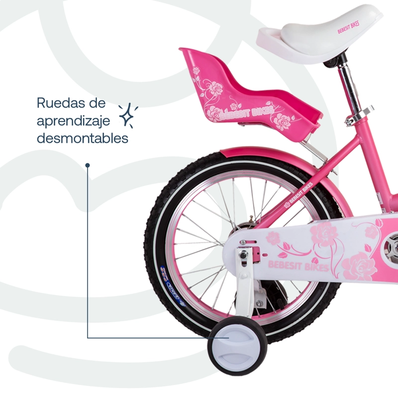 BICICLETA INFANTIL QUEEN ARO 16 ROSADA BEBESIT - 7