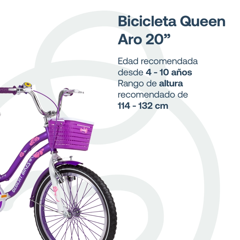 BICICLETA INFANTIL QUEEN ARO 20 MORADA BEBESIT - 3