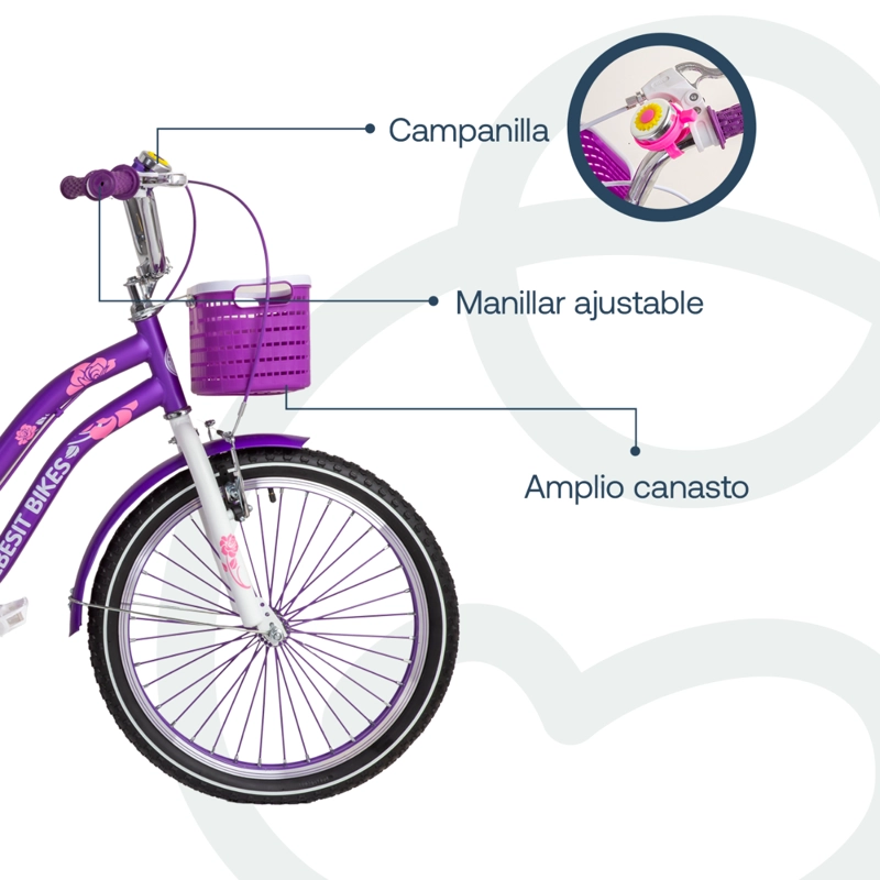 BICICLETA INFANTIL QUEEN ARO 20 MORADA BEBESIT - 4