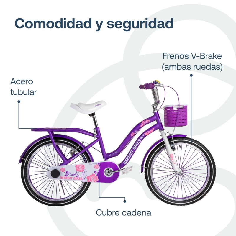 BICICLETA INFANTIL QUEEN ARO 20 MORADA BEBESIT - 6