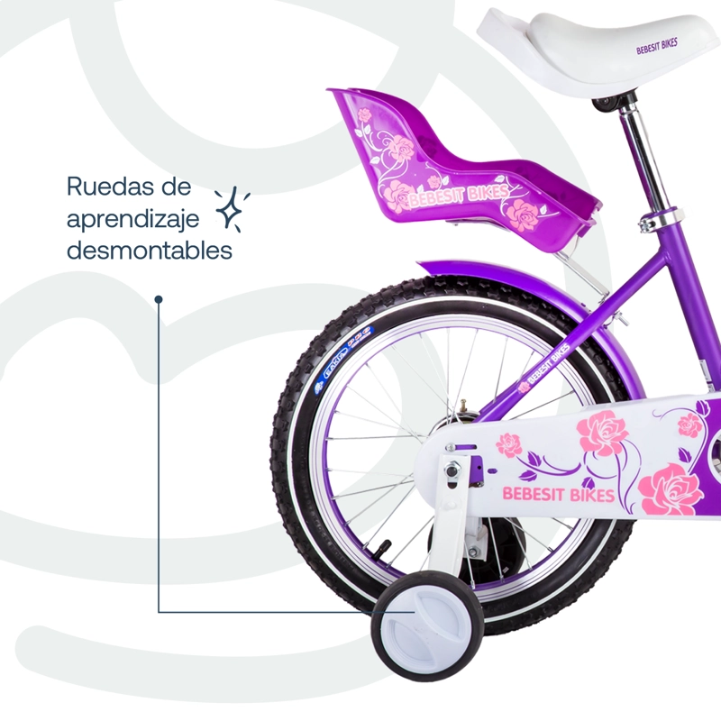 BICICLETA INFANTIL QUEEN ARO 16 MORADA BEBESIT - 7