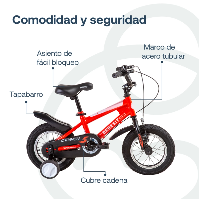 BICICLETA INFANTIL CANYON ARO 12 ROJA BEBESIT - 5