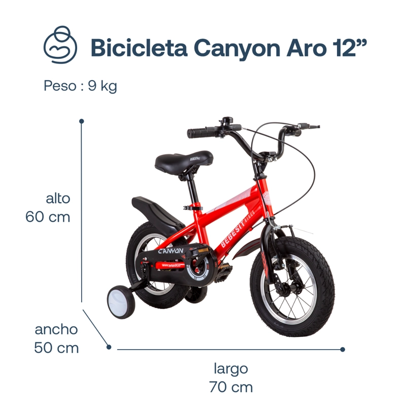 BICICLETA INFANTIL CANYON ARO 12 ROJA BEBESIT - 7