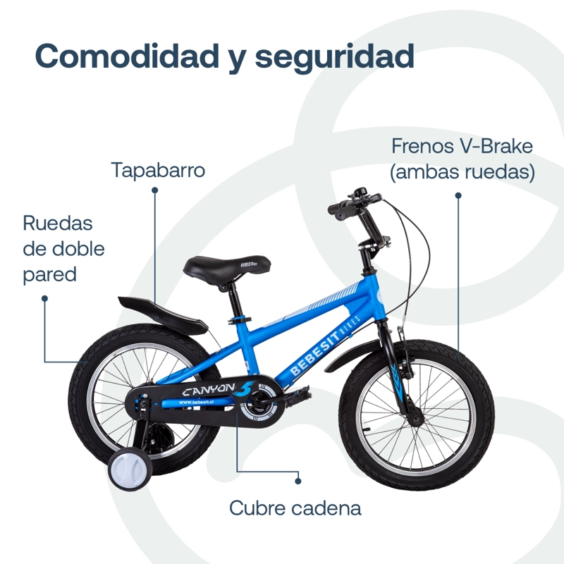 BICICLETA INFANTIL CANYON ARO 16 AZUL BEBESIT - 5