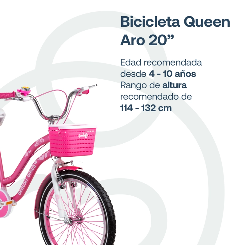 BICICLETA INFANTIL QUEEN ARO 20 ROSADA BEBESIT - 3