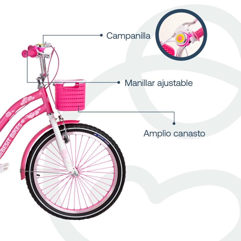 BICICLETA INFANTIL QUEEN ARO 20 ROSADA BEBESIT - 4