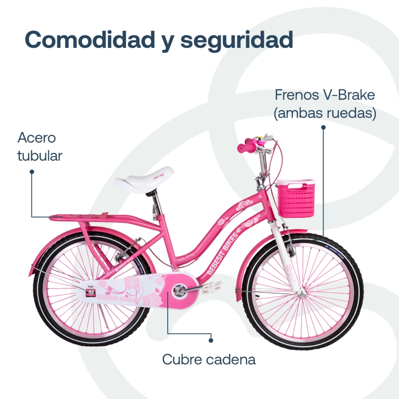 BICICLETA INFANTIL QUEEN ARO 20 ROSADA BEBESIT - 6