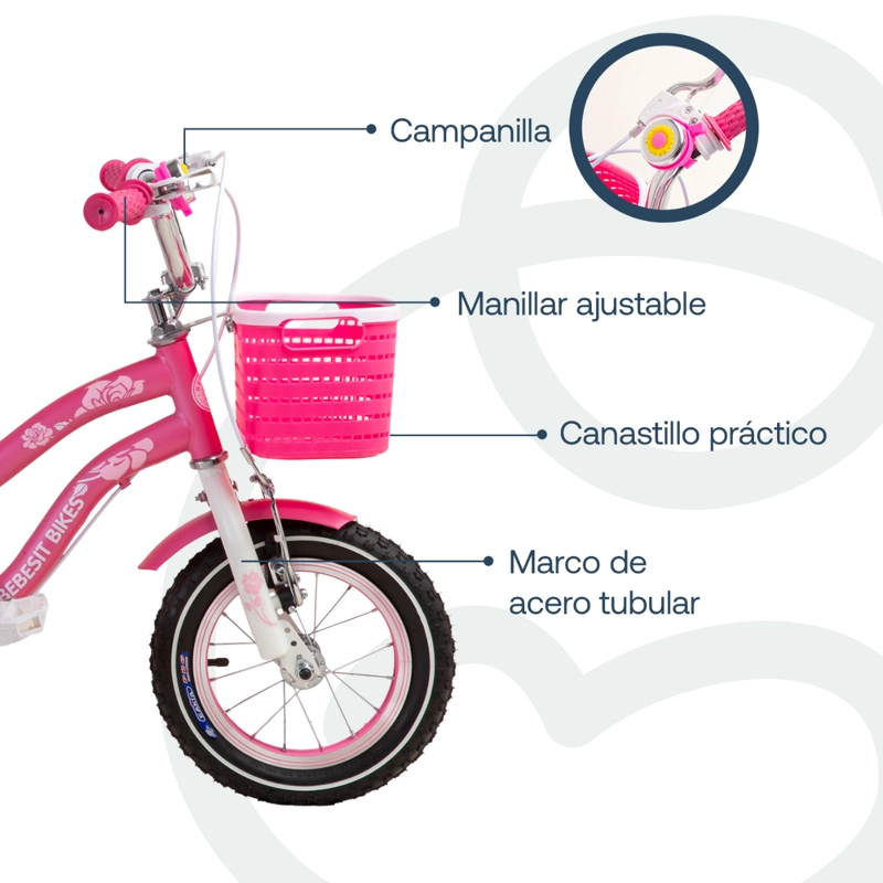 BICICLETA BEBESIT ARO 12 INFANTIL QUEEN ROSADA - 4