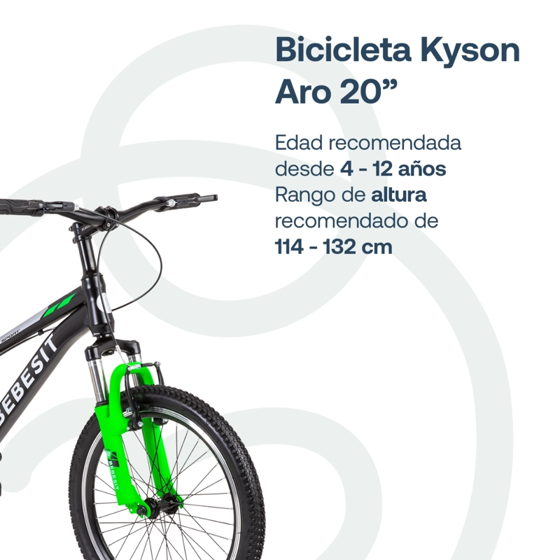 BICICLETA INFANTIL KYSON ARO 20 VERDE BEBESIT - 3