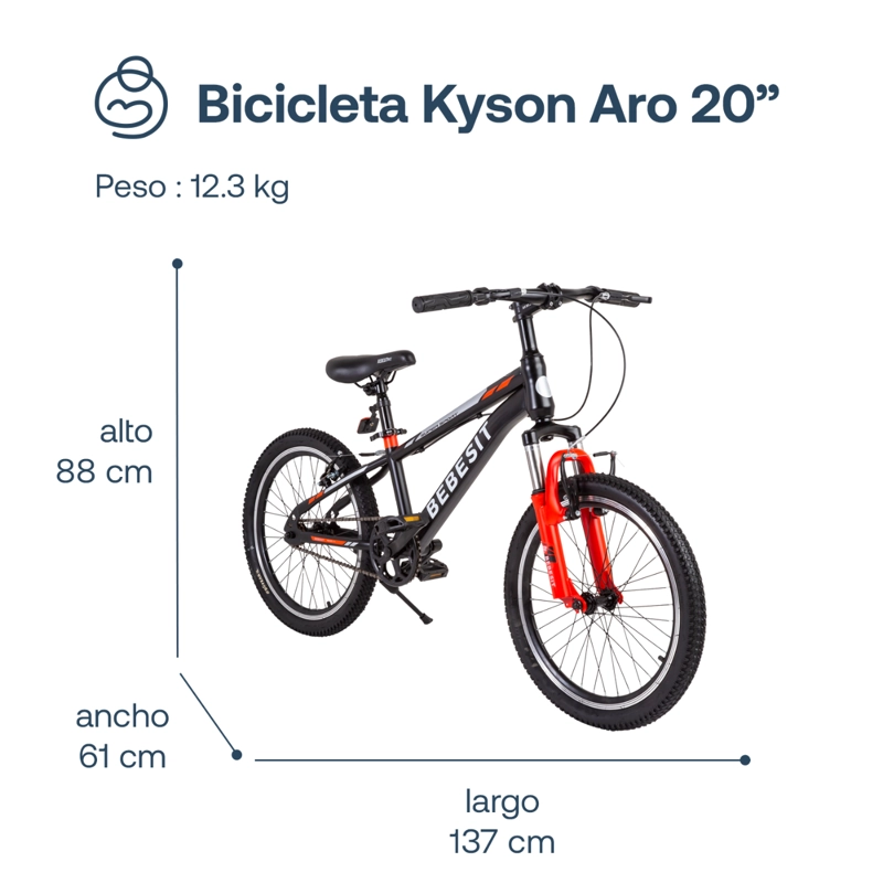 BICICLETA INFANTIL KYSON ARO 20 ROJA BEBESIT - 8