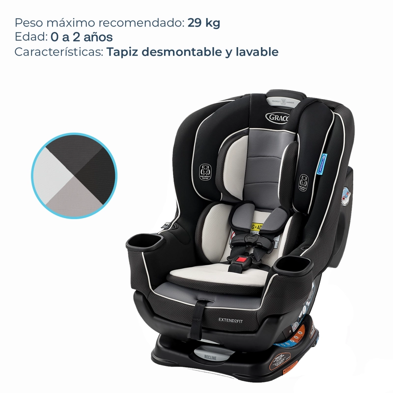 SILLA AUTO GRACO BEBÉ EXTEND2FIT GOTHAM NEGRO - 4