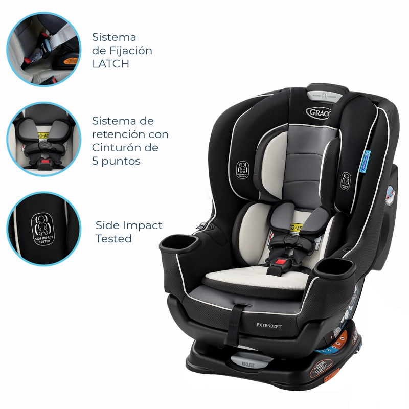 SILLA AUTO GRACO BEBÉ EXTEND2FIT GOTHAM NEGRO - 5