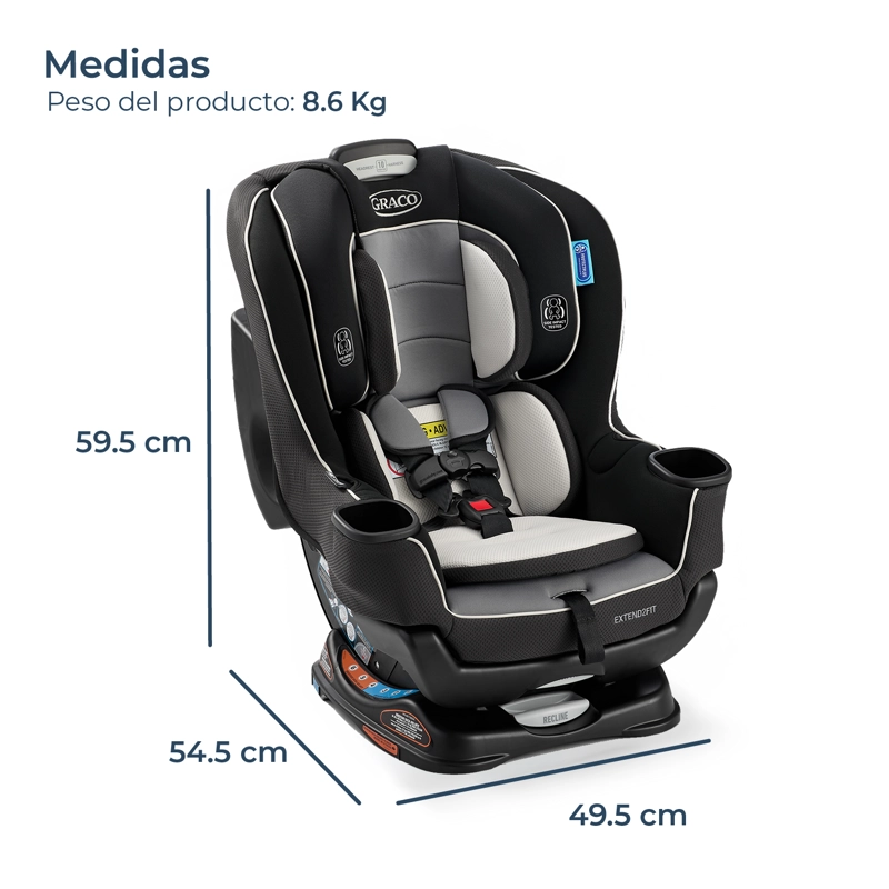 SILLA AUTO GRACO BEBÉ EXTEND2FIT GOTHAM NEGRO - 9