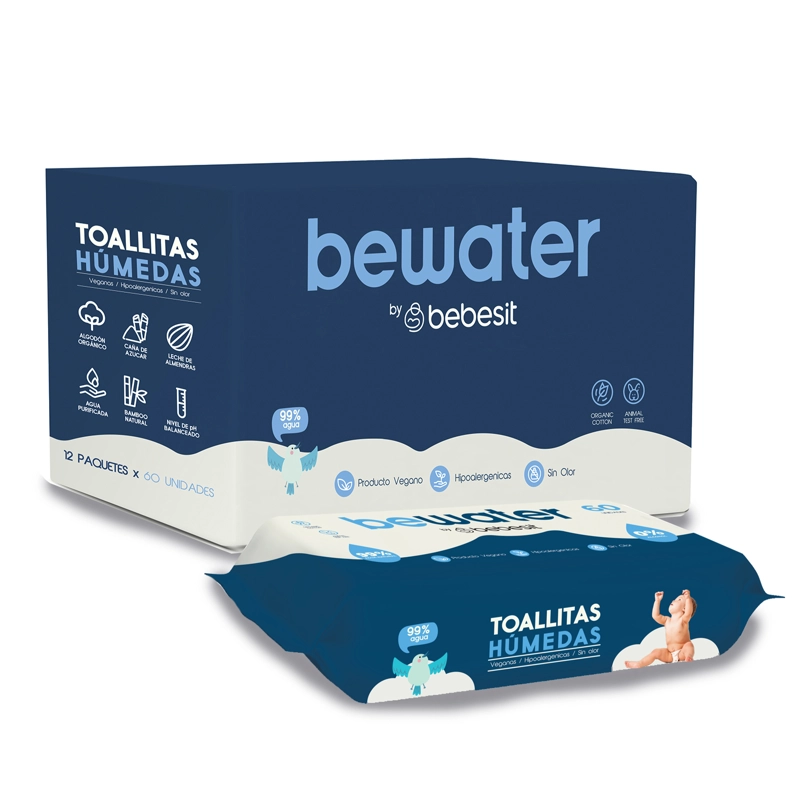 WIPES TOALLAS HUMEDAS BEWATER BEBESIT - CAJA 12X60 UNIDADES - 1
