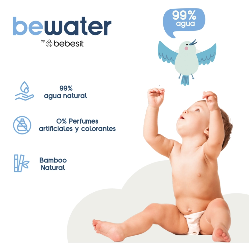 WIPES TOALLAS HUMEDAS BEWATER BEBESIT - CAJA 12X60 UNIDADES - 3