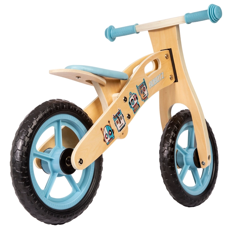 BICICLETA DE EQUILIBRIO APRENDIZAJE MADERA ROBOT CELESTE BEBESIT - 4