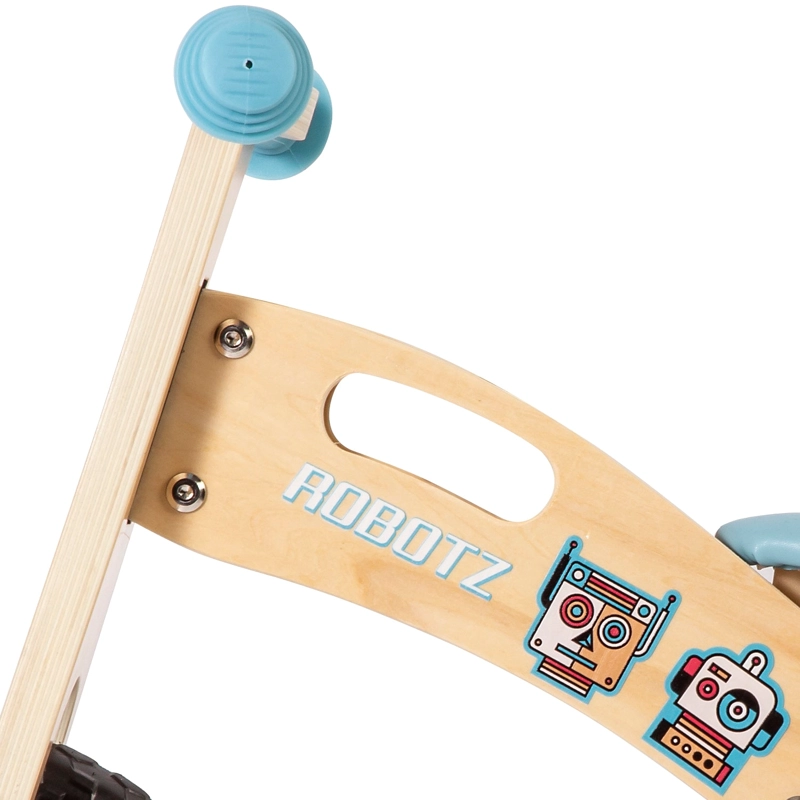 BICICLETA DE EQUILIBRIO APRENDIZAJE MADERA ROBOT CELESTE BEBESIT - 5