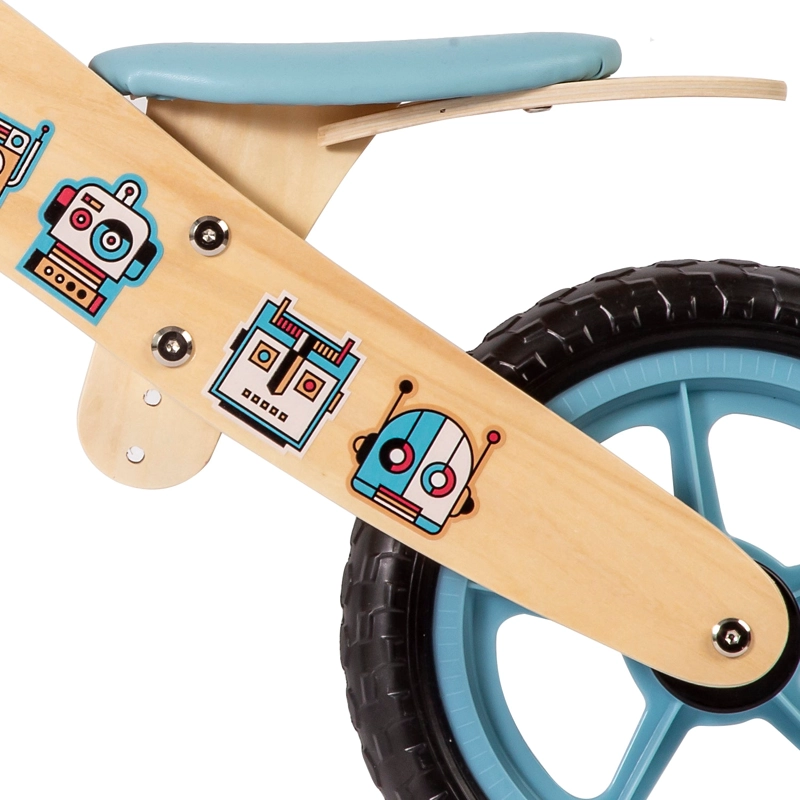 BICICLETA DE EQUILIBRIO APRENDIZAJE MADERA ROBOT CELESTE BEBESIT - 6