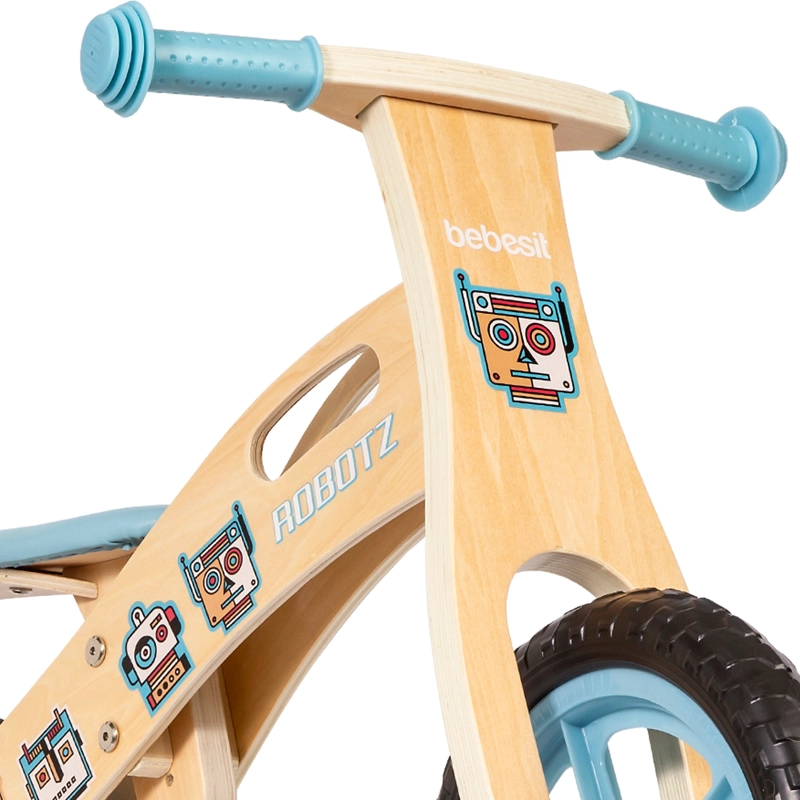 BICICLETA DE EQUILIBRIO APRENDIZAJE MADERA ROBOT CELESTE BEBESIT - 8