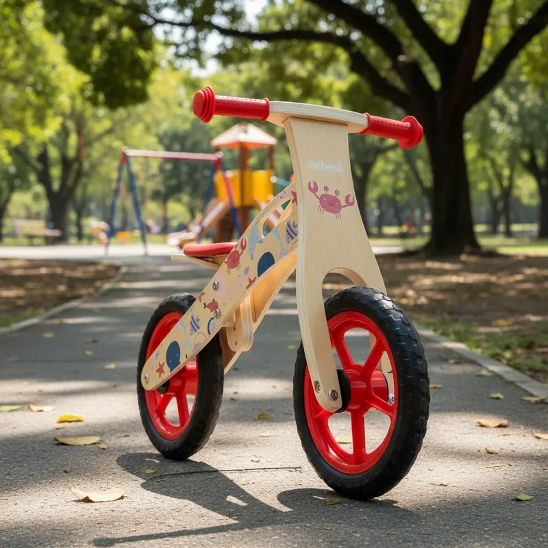 BICICLETA DE EQUILIBRIO APRENDIZAJE MADERA OCE ANO ROJO BEBESIT - 2