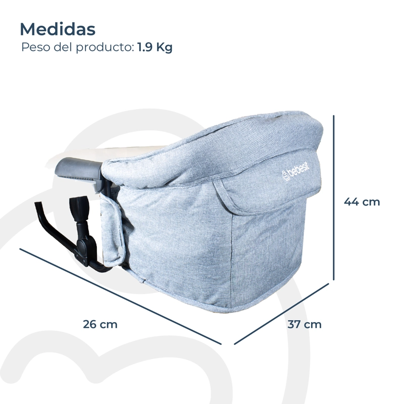SILLA COMER BEBESIT EAT & BEAR SUJECIÓN MESA PORTABLE GRIS - 9