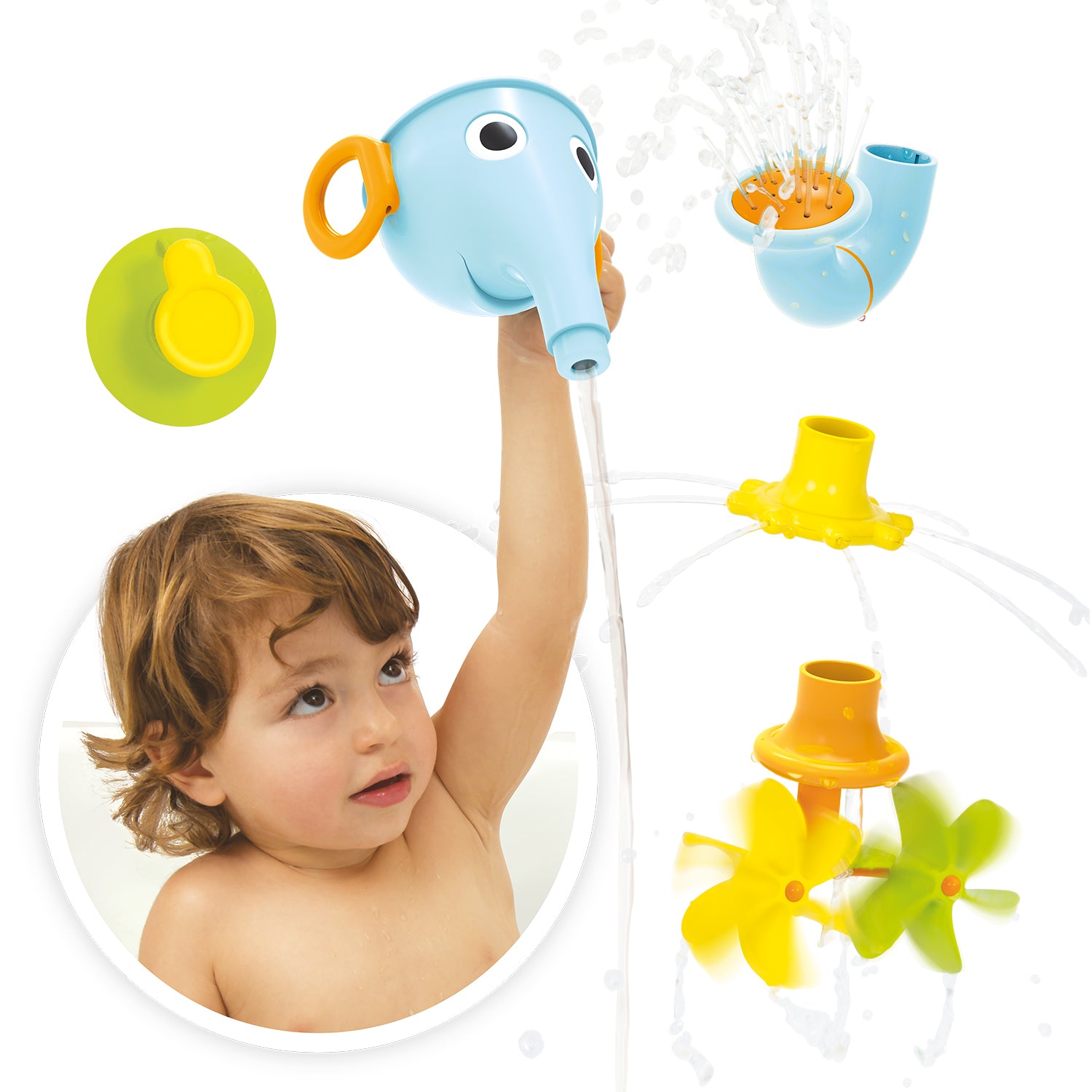 JUEGO BAÑO YOOKIDOO ELEFANTE EMBUDO INFANTIL BEBÉ NIÑO NIÑA TINA CELESTE - 2