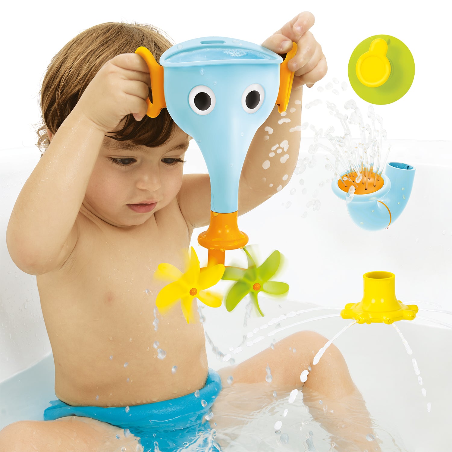 JUEGO BAÑO YOOKIDOO ELEFANTE EMBUDO INFANTIL BEBÉ NIÑO NIÑA TINA CELESTE - 3
