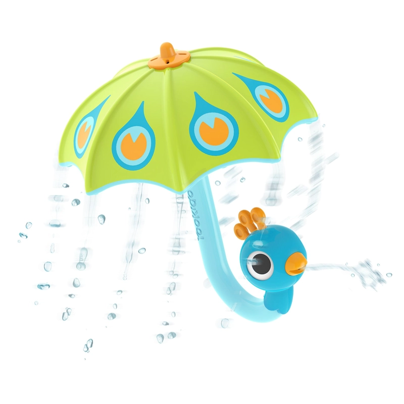 JUEGO BAÑO YOOKIDOO PARAGUAS PAVO REAL INFANTIL BEBÉ NIÑO NIÑA TINA VERDE - 1