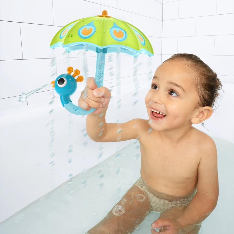 JUEGO BAÑO YOOKIDOO PARAGUAS PAVO REAL INFANTIL BEBÉ NIÑO NIÑA TINA VERDE - 2