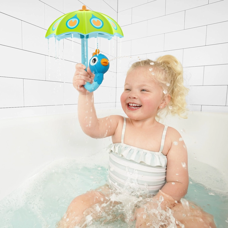 JUEGO BAÑO YOOKIDOO PARAGUAS PAVO REAL INFANTIL BEBÉ NIÑO NIÑA TINA VERDE - 4